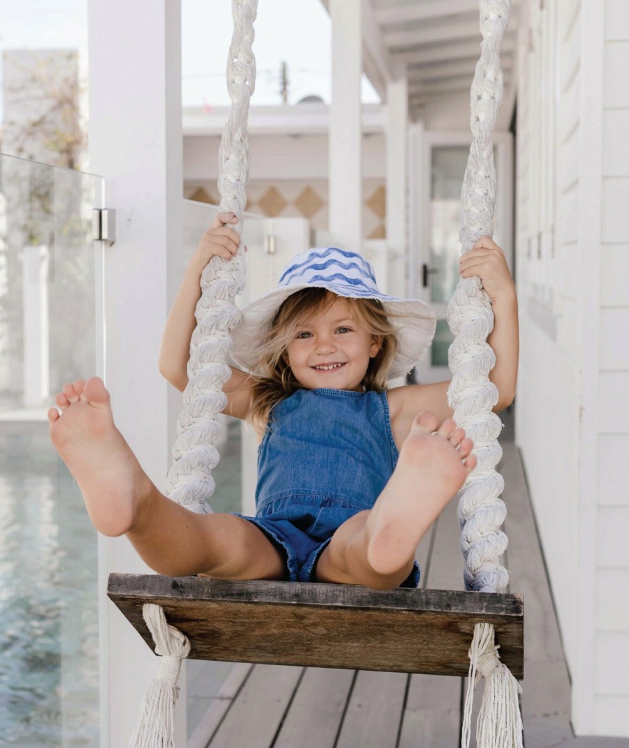 Kids Millymook Wide Brim | Girls' Floppy Hat - Tathra Blue